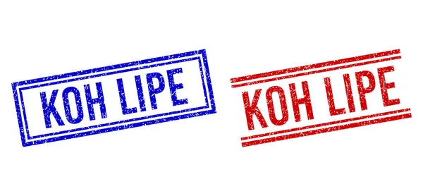 Sello de goma texturizado KOH LIPE con líneas dobles — Vector de stock