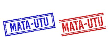 Çift Çizgili Grunge Dokulu MATA-UTU Mührü