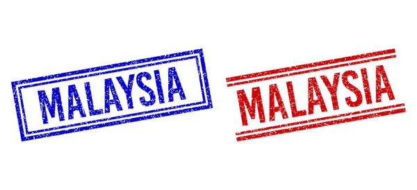 Sceau MALAISIE texturé rayé avec lignes doubles — Image vectorielle