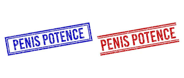 Distress Textured PENIS POTENCE Stamps with Double Lines — 스톡 벡터