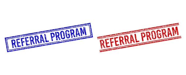 Grunge texturerade REFERRAL PROGRAM stämplar med dubbla linjer — Stock vektor