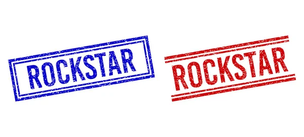 Distress Structured ROCKSTAR Stamp Seals met dubbele lijnen — Stockvector