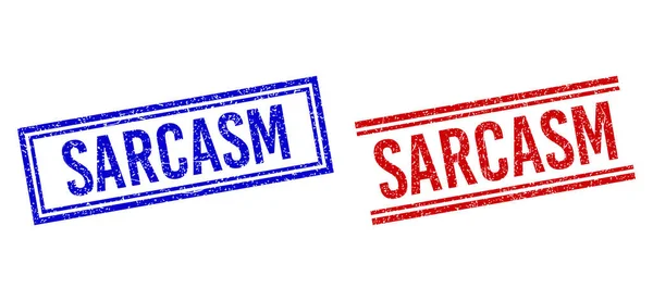 Гумові текстури SARCASM Seal з подвійними лініями — стоковий вектор