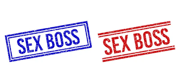 Резиновые текстурированные печати SEX BOSS с двойными линиями — стоковый вектор