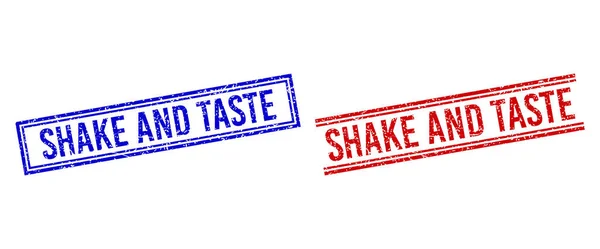 Rubber Textured SHAKE AND TASTE Stamps with Double Lines — Stock Vector