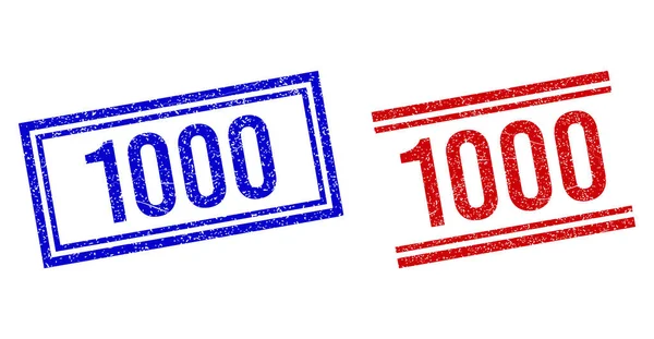 Grunge texturizado 1000 selo com linhas duplas —  Vetores de Stock