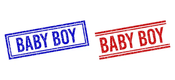 Grunge texturizado BABY BOY selo com linhas duplas —  Vetores de Stock