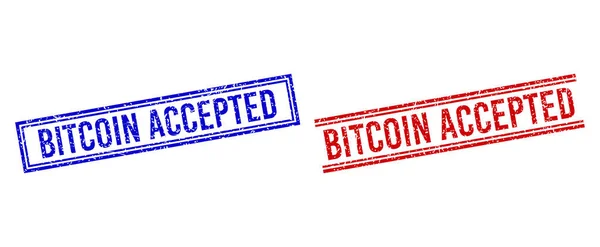 Distress Texturerad BITCOIN ACCEPTED stämplar med dubbla linjer — Stock vektor