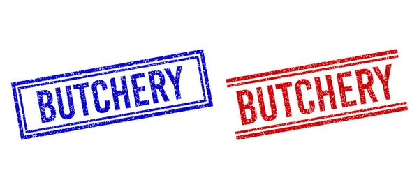 Grunge texturizado BUTCHERY selo com linhas duplas —  Vetores de Stock