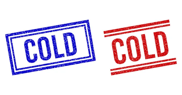 Grunge gestructureerde COLD postzegels met dubbele lijnen — Stockvector