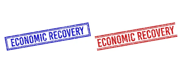 Rubber Textured ECONOMIC RECOVERY Briefmarken mit doppelten Linien — Stockvektor