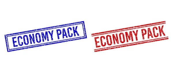 Podrapane, teksturowane znaczki ECONOMY PACK z podwójnymi liniami — Wektor stockowy