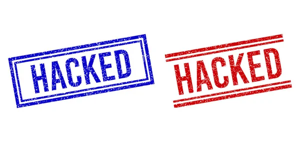 Ελαστική υφή HACKED σφραγίδα με διπλές γραμμές — Διανυσματικό Αρχείο