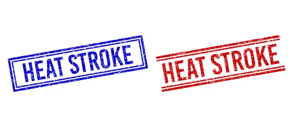 Gescheurde Textured Heat STROKE stempelzegels met dubbele lijnen — Stockvector