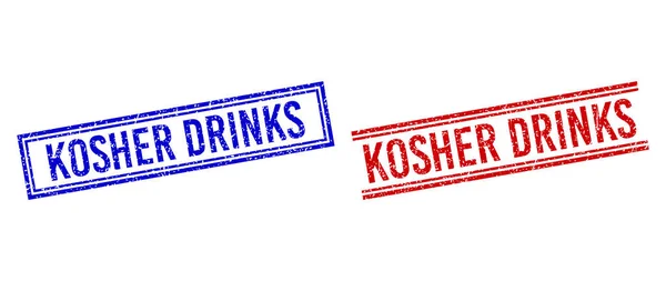 Distress Textured KOSHER DRINKS Stamps with Double Lines — Stock Vector