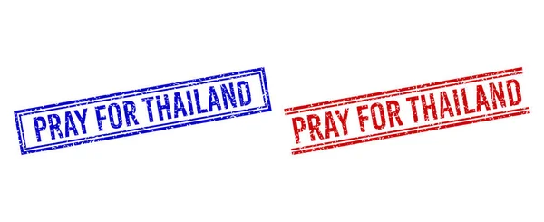 Grunge Structured PRAY VOOR THAILAND Stempels met dubbele lijnen — Stockvector