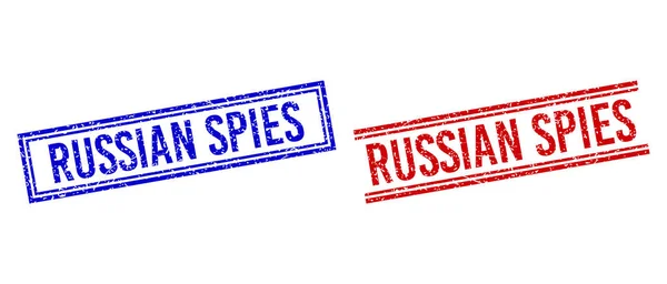 Sello de espías rusos texturizados de angustia con líneas dobles — Vector de stock