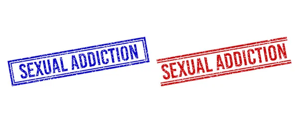 Distress Textured SEXUAL ADDICTION Sello con líneas dobles — Vector de stock