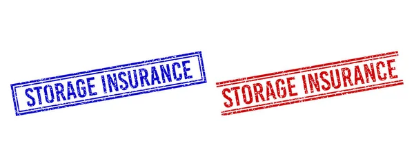 Grunge Textured STORAGE INSURANCE stämplar med dubbla linjer — Stock vektor