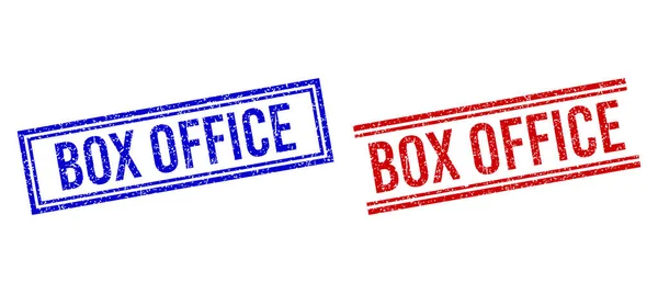 Sceau texturé rayé BOX OFFICE avec lignes doubles — Image vectorielle