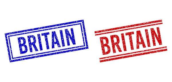 Sceaux BRITAIN texturés rayés avec lignes doubles — Image vectorielle