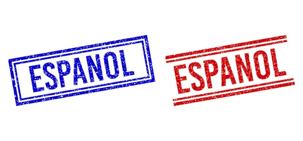 Sello ESPANOL texturizado de angustia con líneas dobles — Vector de stock