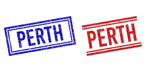 Texturierte PERTH-Briefmarken mit doppelten Linien — Stockvektor