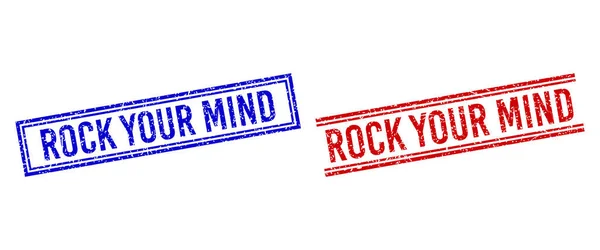Grunge gestructureerde ROCK uw geest postzegels met dubbele lijnen — Stockvector