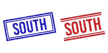 Grunge desenli, çift çizgili Güney Mührü