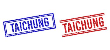Çift Çizgili Grunge desenli TAICHUNG Mührü