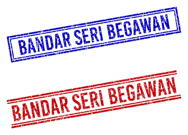 Гумові текстури BANDAR SERI BEGAWAN Seal з подвійними лініями — стоковий вектор