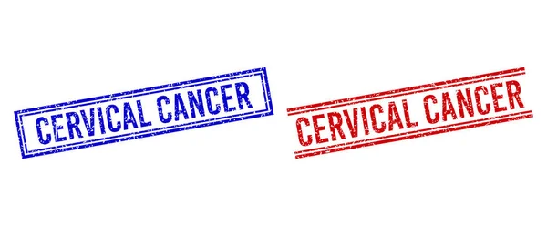 Grunge Textured CERVICAL CANCER Sello con líneas dobles — Vector de stock