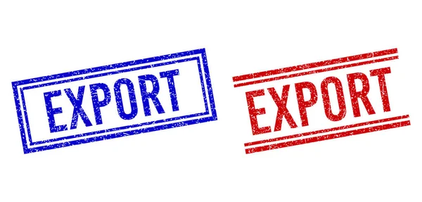 Poškrábané texturované exportní známky s dvojitými řádky — Stockový vektor