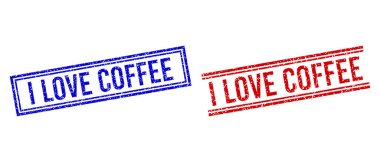 Çizilmiş desenli Kahveyi Seviyorum Çift Çizgili Mühür Mührü