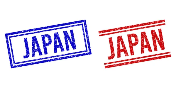 Sellos texturizados de JAPÓN rayados con líneas dobles — Vector de stock