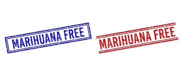 Texturiertes MARIHUANA FREE Seal mit doppelten Linien — Stockvektor