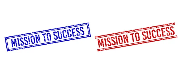 Distress Textured MISSION TO SUCCESS Seal with Double Lines — Stock Vector