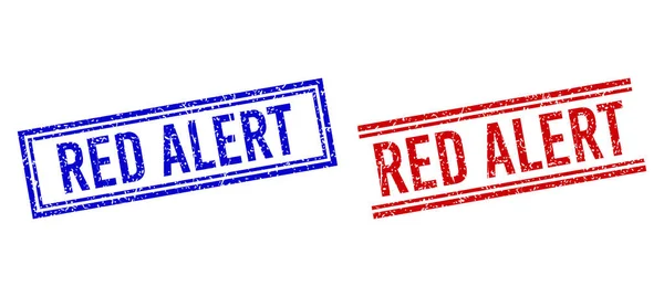 Caucho texturizado RED ALERT Sello con líneas dobles — Vector de stock