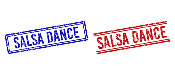 Grunge Textured SALSA DANCE stämplar med dubbla linjer — Stock vektor