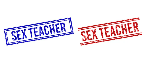 Grunge Textured SEX TEACHER Seal mit doppelten Linien — Stockvektor