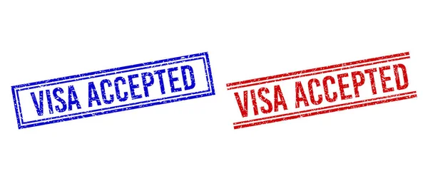 Λαστιχένια υφή Δεκτή σφραγίδα VISA με διπλές γραμμές — Διανυσματικό Αρχείο