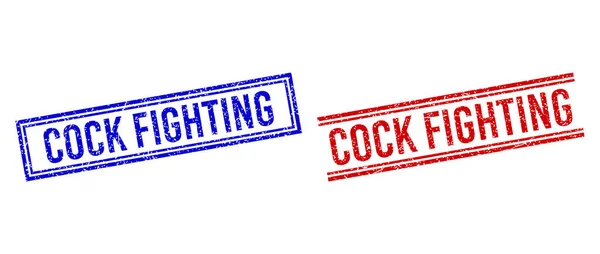 Grunge Textured COCK FIGHTING Sigillo con doppie linee — Vettoriale Stock