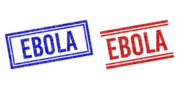 Sellos de sello EBOLA con textura de goma con líneas dobles — Archivo Imágenes Vectoriales