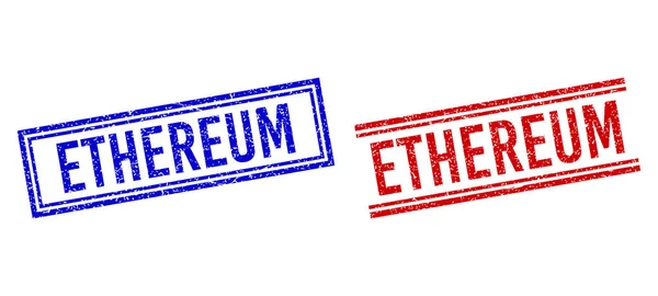 Distress Texturerade ETHEREUM stämplar med dubbla linjer — Stock vektor