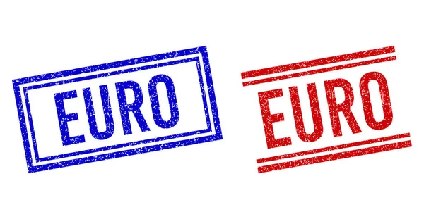 Sello EURO texturizado Grunge con líneas dobles — Vector de stock