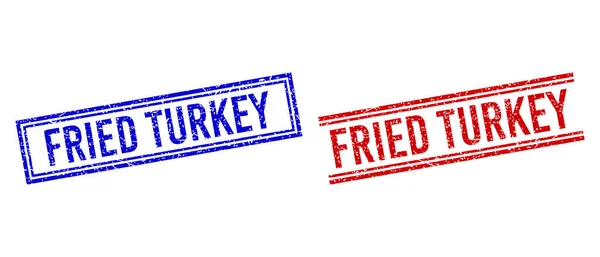 Grunge texturizado FRIED TURKEY Selos com linhas duplas —  Vetores de Stock