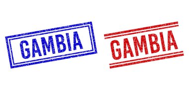 Grunge desenli GAMBIA Damgalı Çift Çizgili Mühür