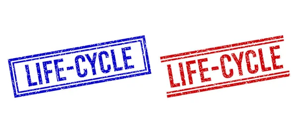 Distress Texturé LIFE-CYCLE Seal avec doubles lignes — Image vectorielle