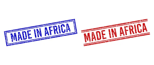 Scratched Textured MADE I AFRICA stämplar med dubbla linjer — Stock vektor
