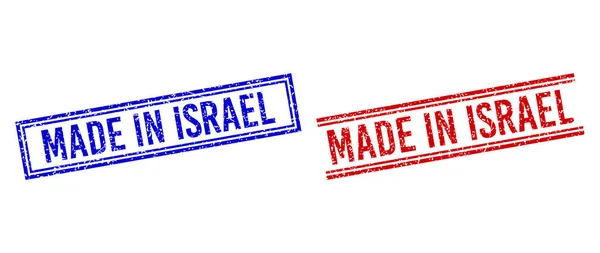 Borracha texturizada feita em selo ISRAEL com linhas duplas —  Vetores de Stock
